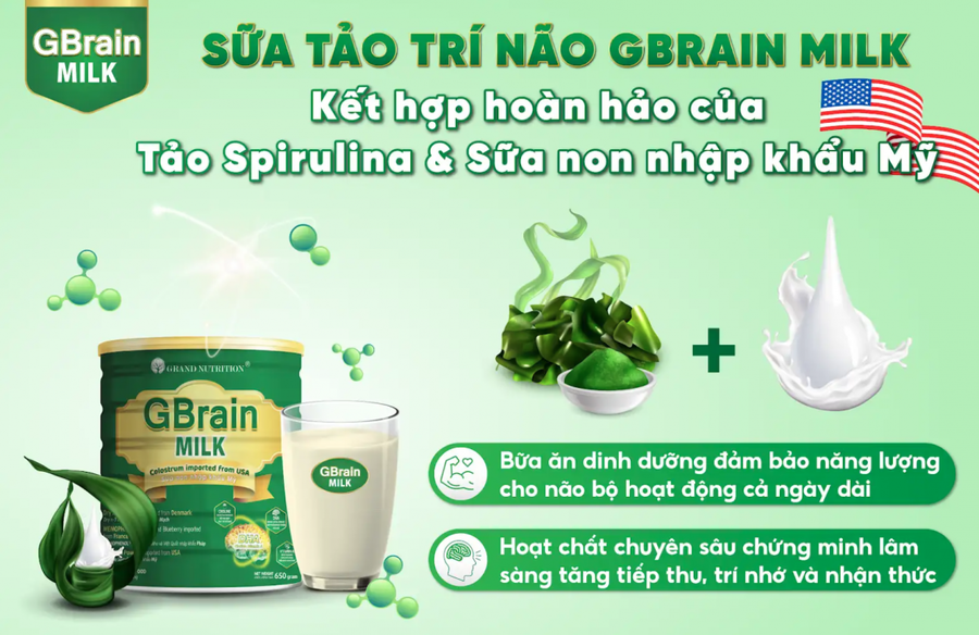 Công thức toàn diện vượt trội của Sữa tảo trí não GBrain Milk