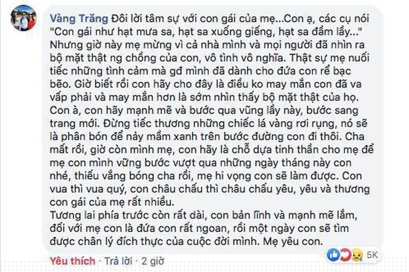 Mẹ Âu Hà My lên tiếng trước nỗi buồn hôn nhân của con gái