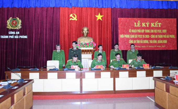 Cảnh sát PCCC Hải Phòng ký quy chế phối hợp với công an 3 tỉnh: Thái Bình, Hải Dương, Quảng Ninh.