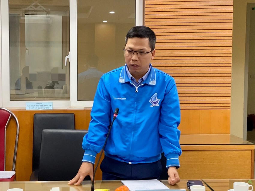 Đồng chí Nguyễn Ngọc Điệp - Phó Bí thư Đoàn khối, Chủ nhiệm Uỷ ban kiểm tra Đoàn khối phát biểu tại Hội nghị.