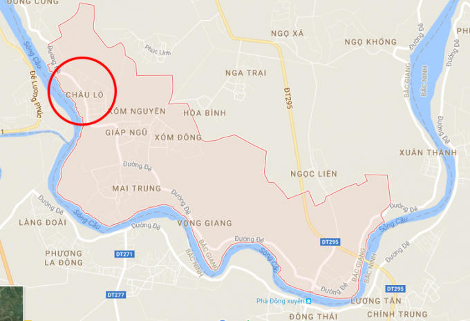 Xã Mai Đình (màu hồng) nơi xảy ra vụ tai nạn khiến hai nam thanh niên tử vong.