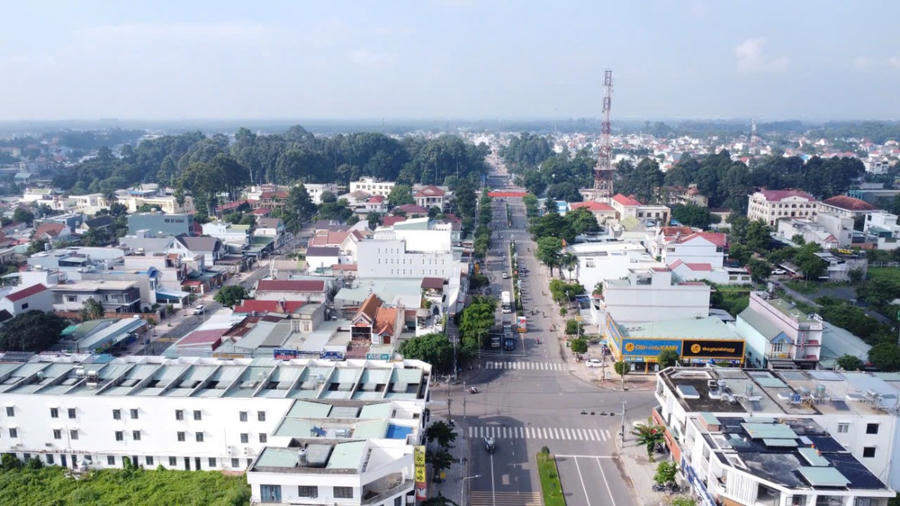 Trung tâm huyện Trảng Bom nhìn từ trên cao.