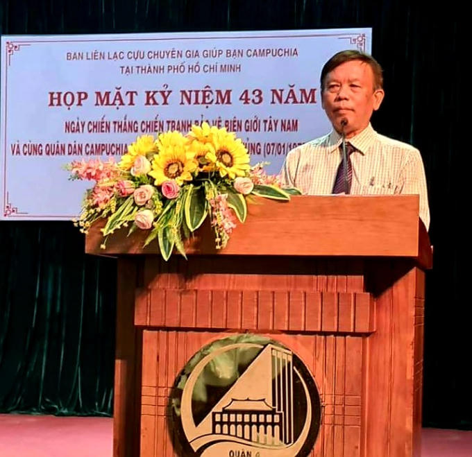 Ông Nguyễn Văn Triệu - Phó Thường trực, phó Ban liên lạc cựu Chuyên gia giúp bạn Campuchia TP. HCM, Phó Chủ tịch Hội Hữu nghị Việt Nam - Campuchia.