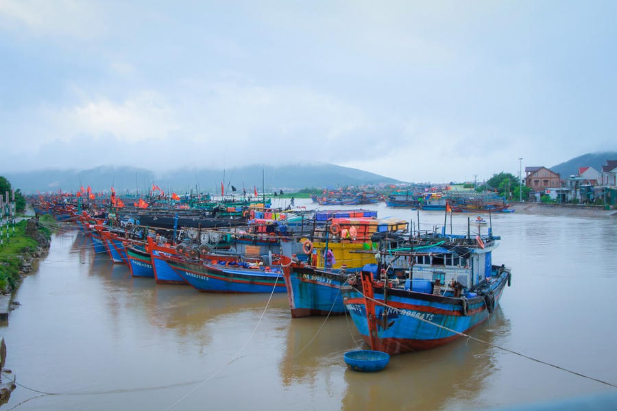 Tàu của ngư dân được neo đậu tại nơi an toàn.