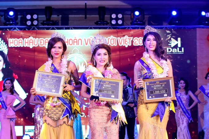 Á hậu 1 gọi tên Lê Thị Kiều Nhung (số báo danh 605). Á hậu 2 là Thái Thị Hoa (số bao danh 579).