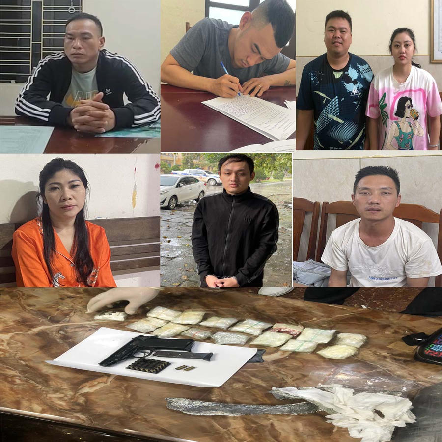 Ảnh Kiều Văn Mạnh và các đối tượng trong đường dây ma túy