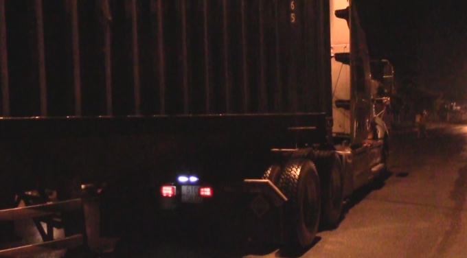 Xe container tại hiện trường.