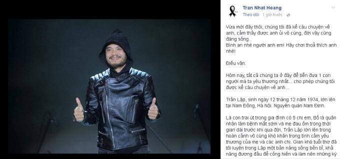 Nghẹn ngào với những dòng chia sẻ của sao Việt trước khi đưa Trần Lập về với đất mẹ