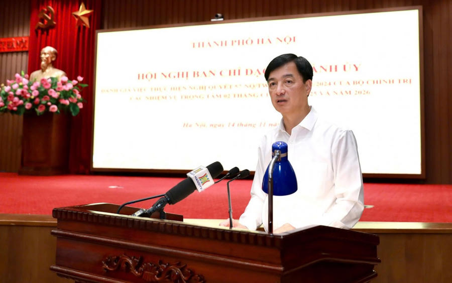 Bí thư Thành ủy Nguyễn Duy Ngọc phát biểu kết luận Hội nghị.