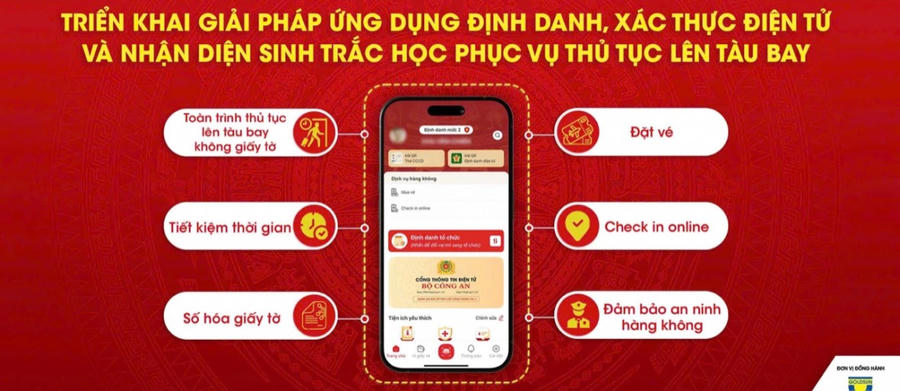 Tính năng "Dịch vụ hàng không" đã được tích hợp trên ứng dụng VNeID