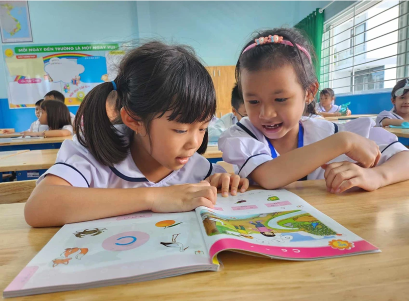 Một tiết học của học sinh lớp 1 Trường Tiểu học Thái Hưng, Quận 8.