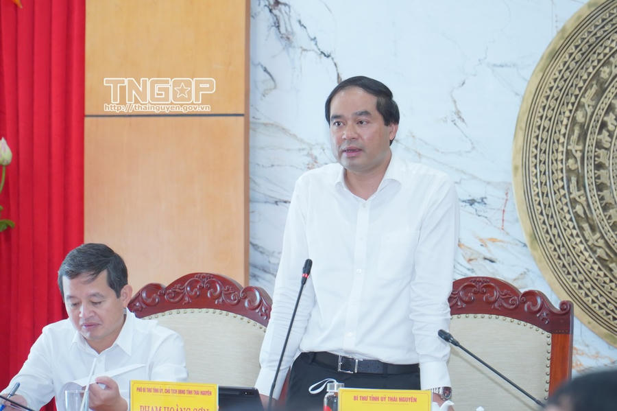 Bí thư Tỉnh ủy Trịnh Xuân Trường phát biểu tại buổi làm việc.