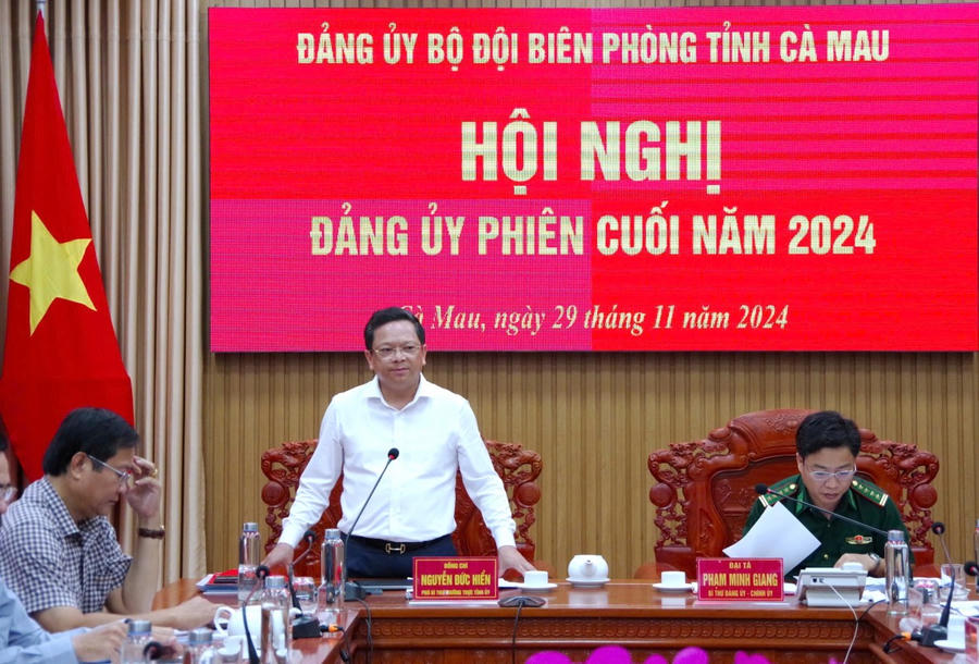 Ông Nguyễn Đức Hiển - Phó Bí thư Thường trực Tỉnh ủy Cà Mau, phát biểu chỉ đạo tại Hội nghị.