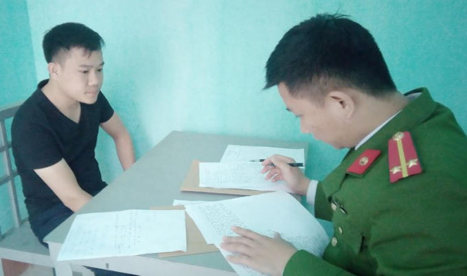 Trịnh Ngọc Thắng tại cơ quan Công an.