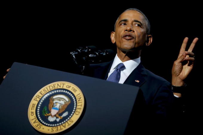 Bài phát biểu tại Trung tâm Hội nghị McCormick Place, Chicago kết thúc 2 nhiệm kỳ tổng thống của ông Obama tại Nhà Trắng. (Ảnh: Reuters)