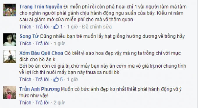 Bình luận của cư dân mạng phản đối hành động thiếu ý thức, thiếu văn hóa.