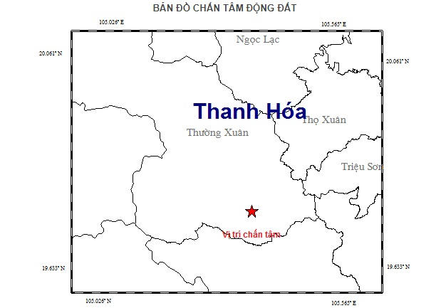 Bản đồ chấn tâm trận động đất.