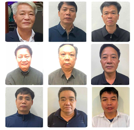 9 bị can bị khởi tố về tội "Vi phạm quy định về đấu thầu gây hậu quả nghiêm trọng. Ảnh: BCA.