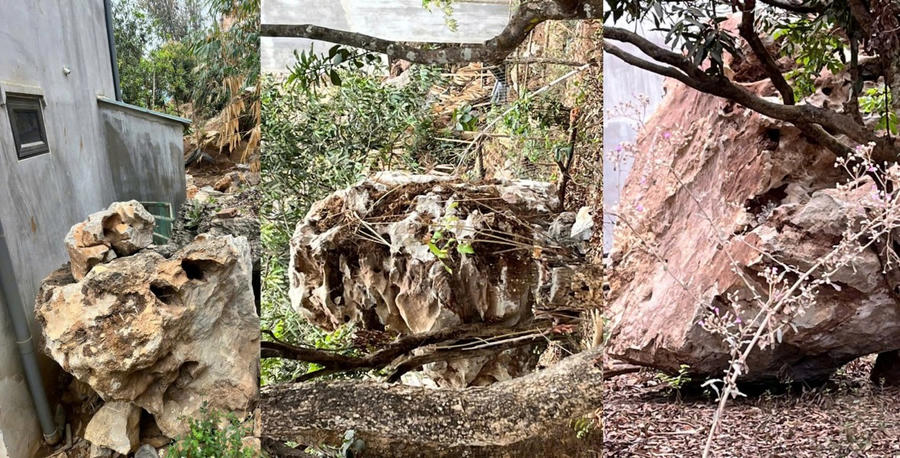 Nhiều viên đá có kích thước lớn lăn xuống nhà dân sau khi các đơn vị thi công tiến hành nổ mìn.