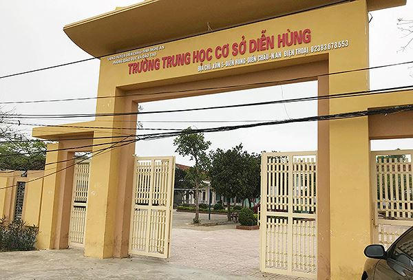 Trường THCS Diễn Hùng nơi các nữ sinh trong clip đang theo học