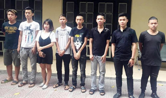 Nhóm đối tượng bị khởi tố về hành vi đua xe trái phép.