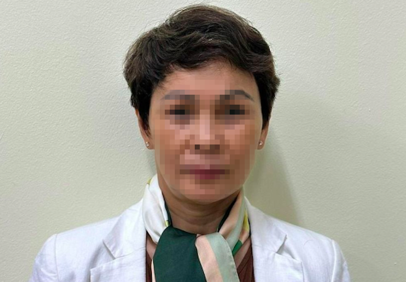 Bùi Thị Lượng tại trụ sở Công an.