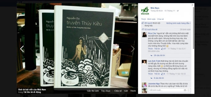 Ngay sau khi đăng tải bức hình bìa sách Truyện Thúy Kiều nhà sách đã nhận được rất nhiều phản hồi của độc giả Ảnh: fanpage công ty sách Nhã Nam