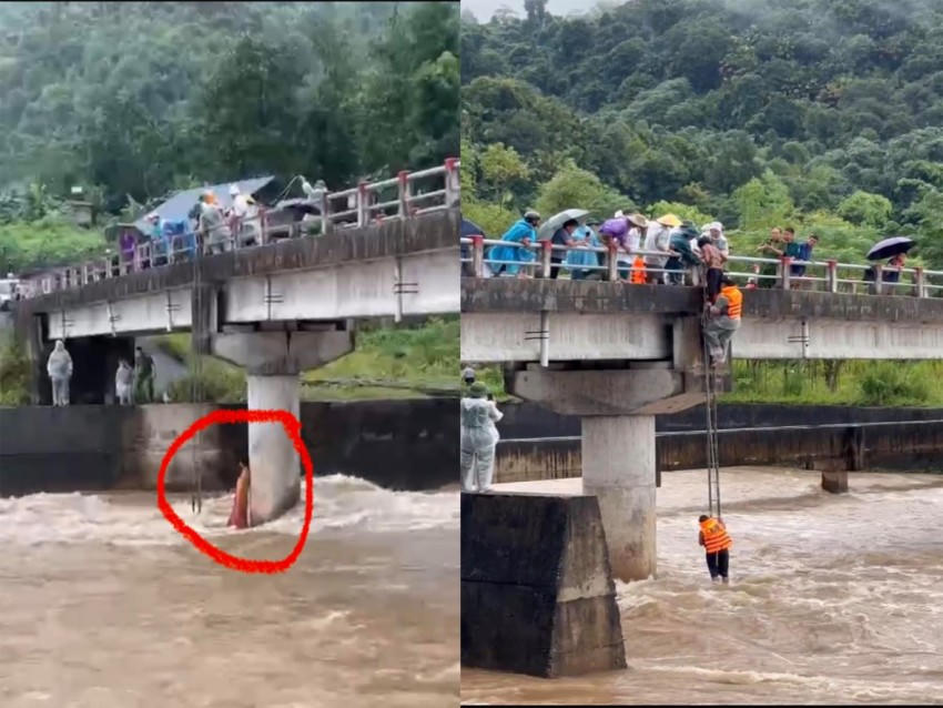 Công an xã Tùng Bá (Tuyên Quang) giải cứu thành công nạn nhân mắc kẹt dưới chân cầu.