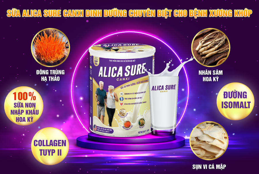 Các thành phần dinh dưỡng nổi bật có trong sữa xương khớp Alica Sure Canxi