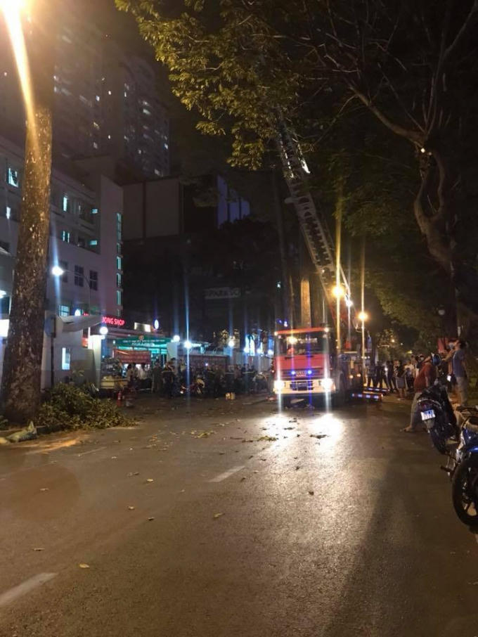 Xe thang được huy động để bắt tổ ong, chứ không phải giải cứu người - Ảnh: FB