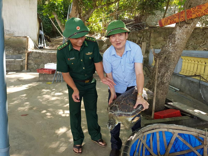 Rùa biển quý hiếm nặng gần 40kg "lọt lưới" ngư dân.