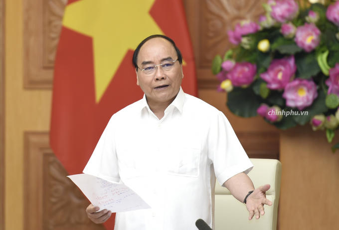 Thủ tướng Nguyễn Xuân Phúc phát biểu tại cuộc họp. Ảnh: VGP/Quang Hiếu