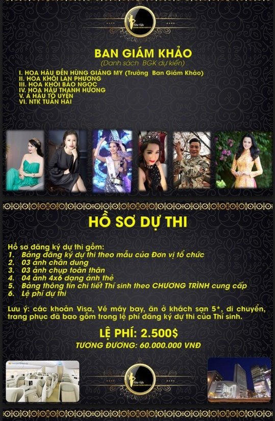 Lệ phí dự thi cho các nữ doanh nhân muốn dự thi là 2.500 USD.