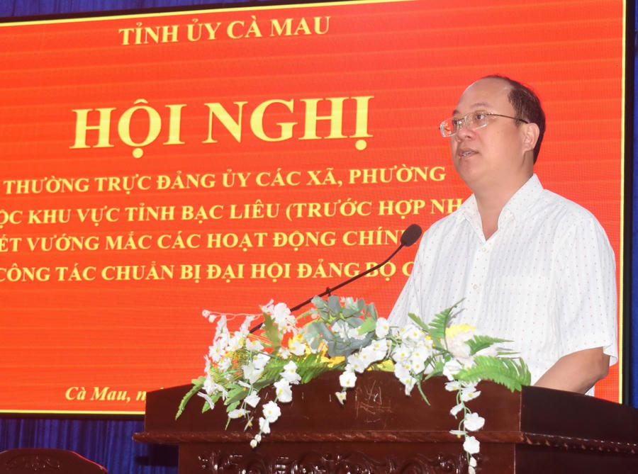 Ông Nguyễn Hồ Hải - Bí thư Tỉnh ủy Cà Mau, phát biểu kết luận Hội nghị.