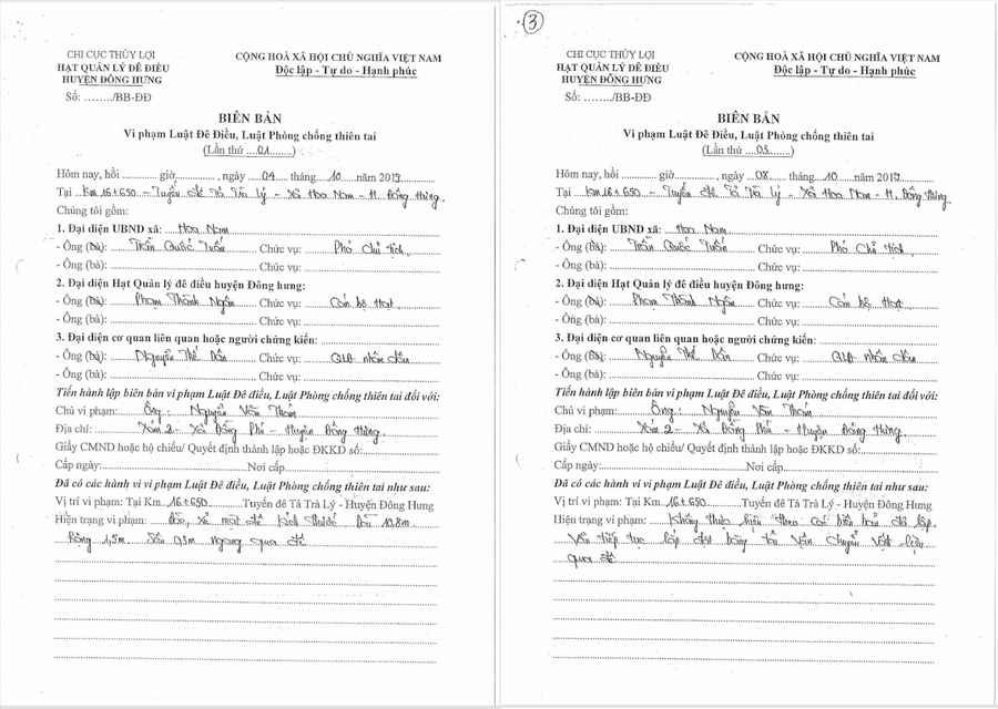 Mặc dù liên tục bị lập biên bản và xử lý từ năm 2019, nhưng đến nay vi phạm của ông Nguyễn Văn Thám trên tuyến đê Tả Trà Lý vẫn chưa bị tháo dỡ, khắc phục.