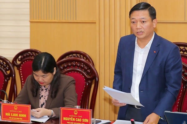 Ông Nguyễn Cao Sơn, Phó Chủ tịch UBND tỉnh Ninh Bình phát biểu tại buổi làm việc.