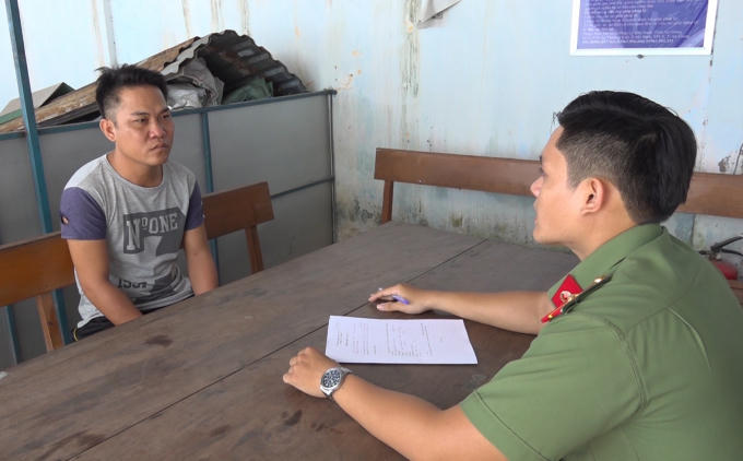 Đối tượng Nguyễn Văn Khanh tại cơ quan Công an