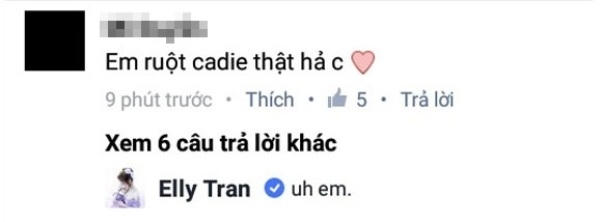 Lời comment khẳng định của Elly Trần về cậu con trai của mình. Ảnh: internet.