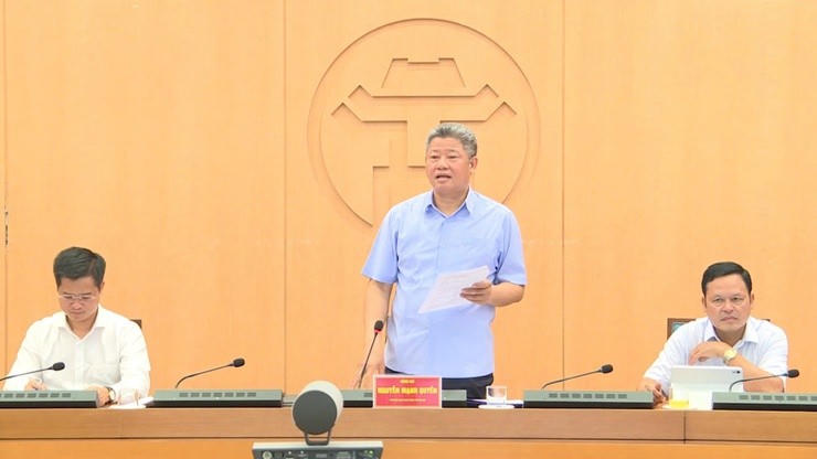 Phó Chủ tịch UBND thành phố Hà Nội Nguyễn Mạnh Quyền phát biểu kết luận. (Ảnh: HanoiGov)