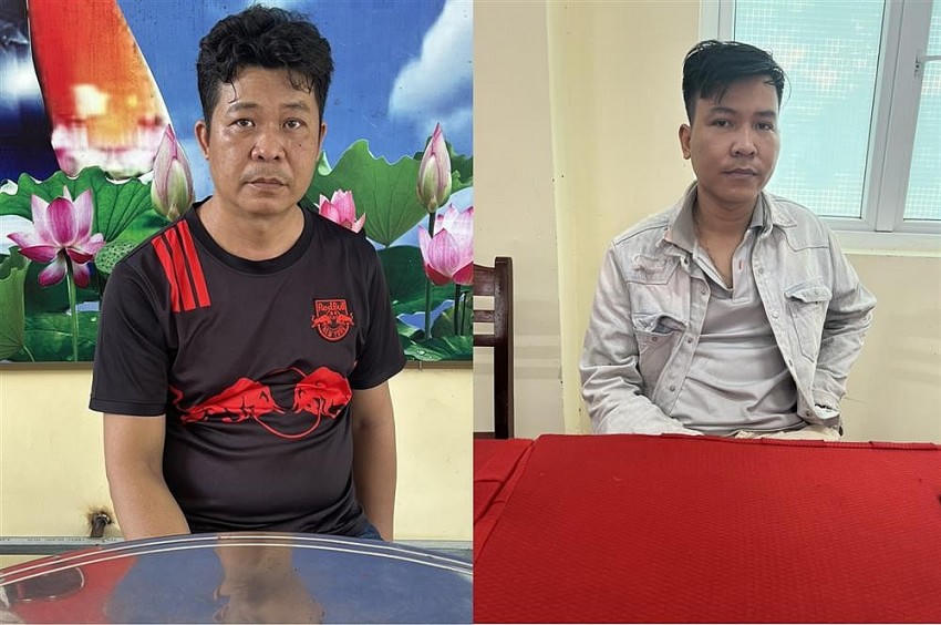 Các đối tượng thực hiện hành vi bắt cóc (từ trái qua phải): Nguyễn Hữu Nghĩa và Nguyễn Thanh Nguyên. Ảnh: Bộ Công an.