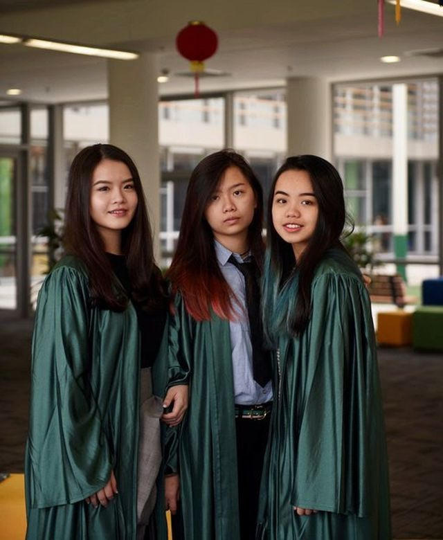 Hoàng Anh (ngoài cùng, bên phải) vừa trúng tuyển trường The Wharton School - trực thuộc Đại học University of Pennsylvania, Hoa Kỳ.