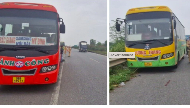 Tạm giữ hai xe khách đánh võng, chèn ép nhau trên cao tốc Hà Nội - Bắc Giang