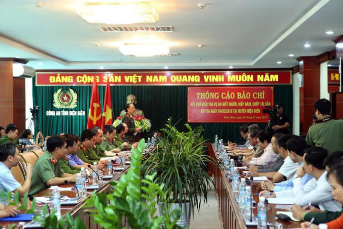 Công an tỉnh Điện Biên họp báo thông tin về vụ việc nữ sinh bị sát hại.