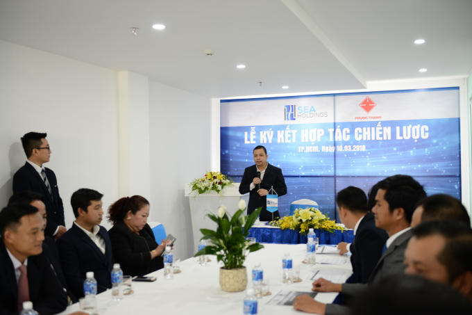 Ông Trần Hiền Phương, Tổng Giám đốc Công ty CP BĐS SeaHoldings phát biểu trong buổi lễ ký kết hợp tác chiến lược