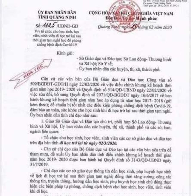 Quảng Ninh ban hành văn bản hỏa tốc về việc tổ chức cho học sinh, sinh viên đi học trở lại.