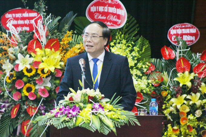 PGS.TS Đậu Xuân Cảnh - Giám đốc Học viện Y - Dược học cổ truyền Việt Nam tại hội thảo.