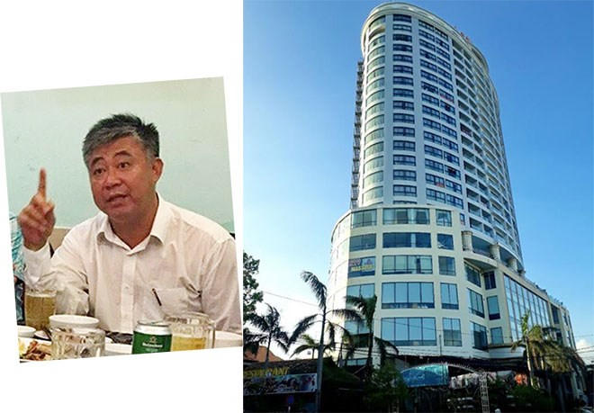Đối tượng Đinh Tiến Sử và Khách sạn Bavico Nha Trang. (Ảnh: báo Công an nhân dân)