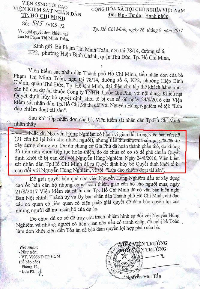 Nội dung trả lời giải quyết khiếu nại của Viện KSND về vụ việc khiến người dân vô cùng bức xúc.
