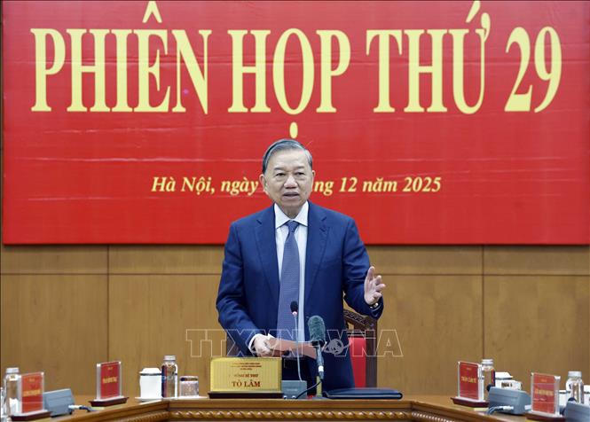 Tổng Bí thư Tô Lâm phát biểu chỉ đạo tại Phiên họp thứ 29 của Ban Chỉ đạo Trung ương về phòng, chống tham nhũng, lãng phí, tiêu cực. Ảnh: TTXVN. Ảnh: Thống Nhất/TTXVN