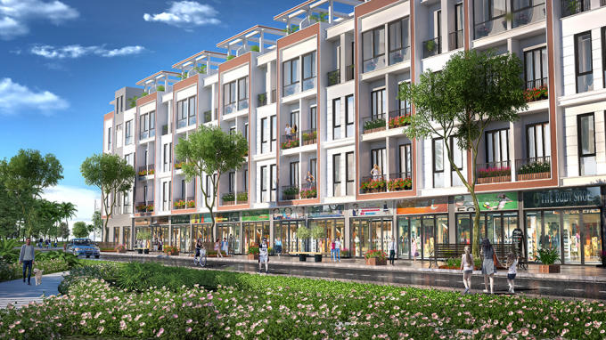 Caption ảnh: Shophouse tại T&T Phố nối có vị trí đẹp và khả năng sinh lời cao.